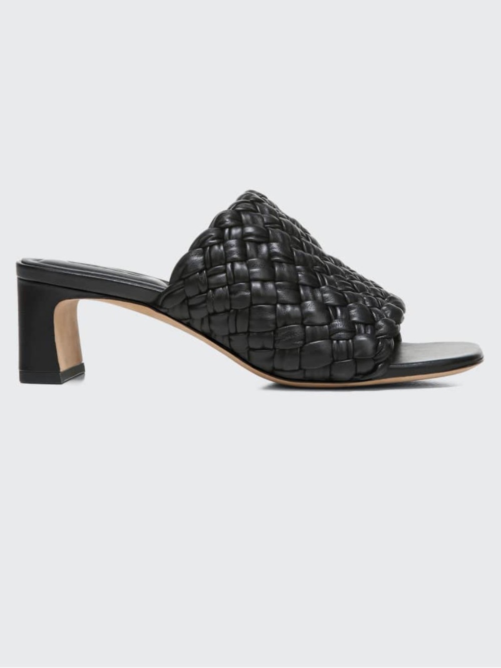 Vince Black Woven Leather Slide Mule